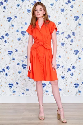 Rocky Fireball Orange Shirt Dress Crisp Cotton