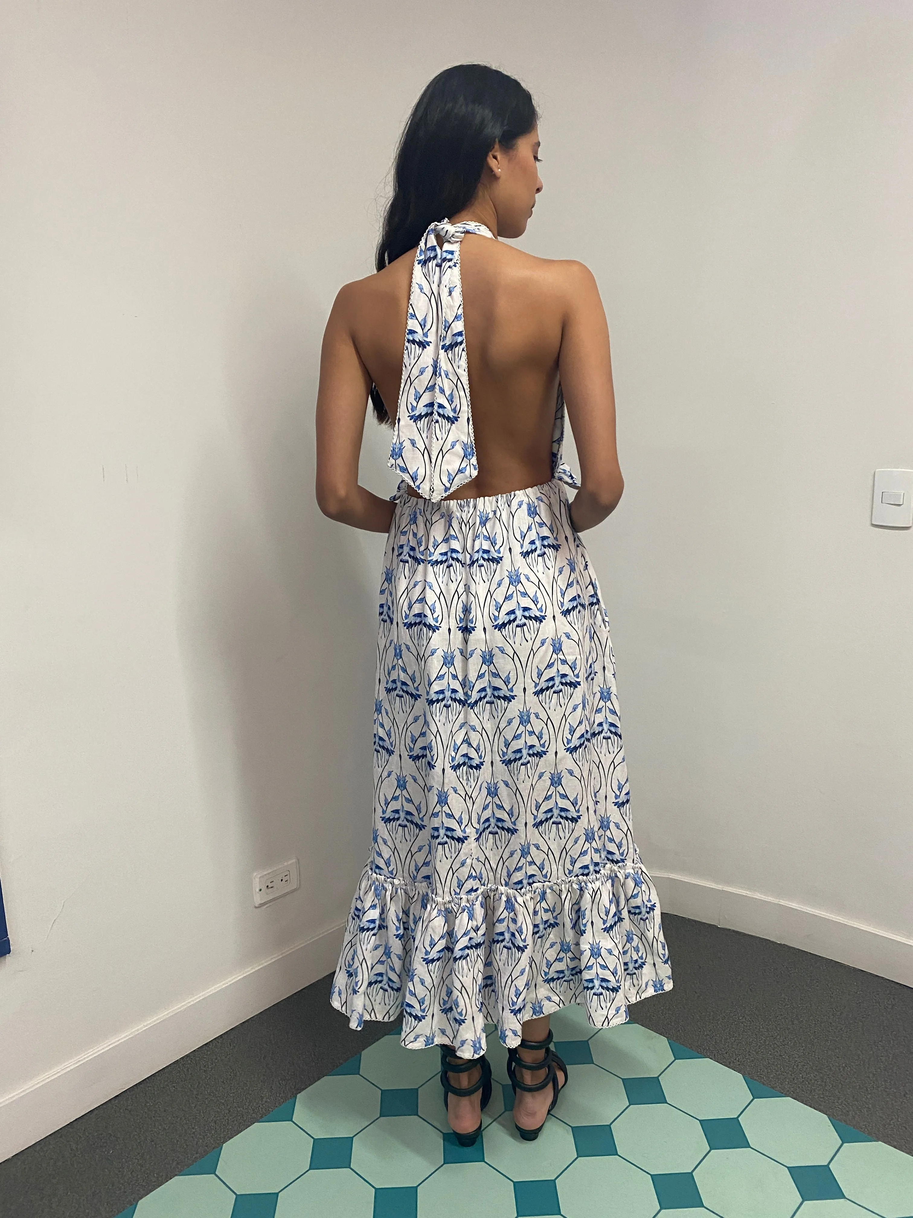 SABA COMETA DRESS IN BLUE AND WHITE