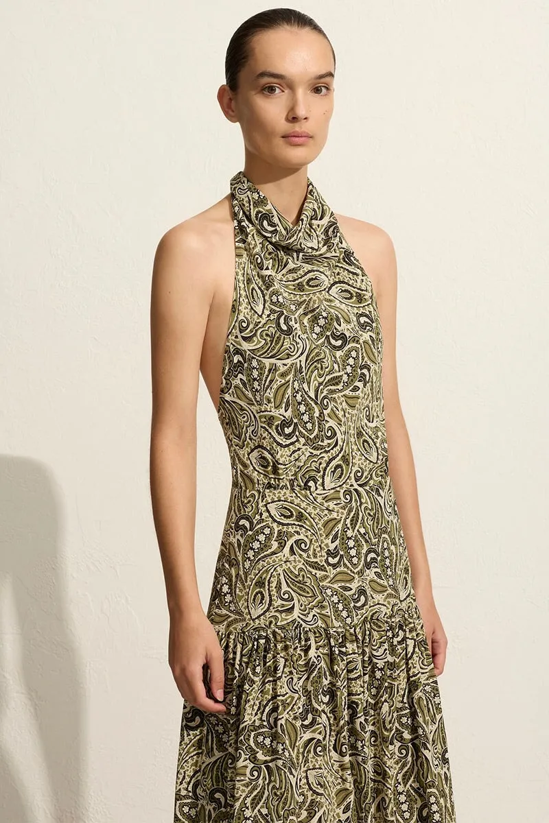 SCARF HALTER DRESS-PAISLEY