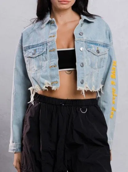 Smiley Crop Denim Jacket