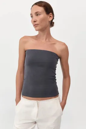 STRAPLESS JERSEY TOP-GRAPHITE