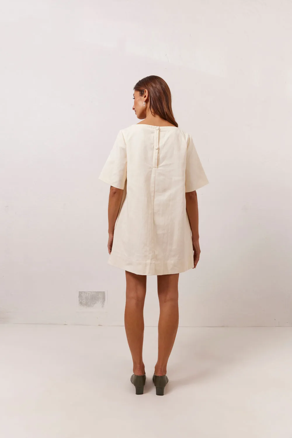 Suki Denim Mini Dress Cream