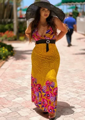 Summer Floral Halter Maxi Dress