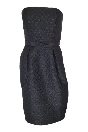 TED BAKER Black Reba Textured Strapless Bow Dress (Size 1)