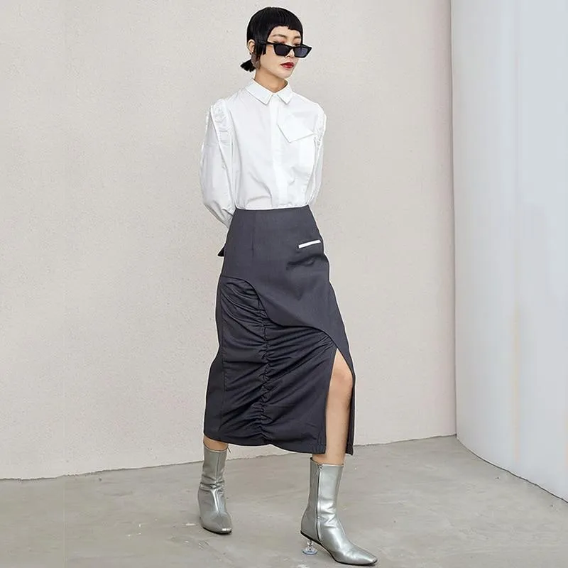 Tennen High Waist Irregular Skirt