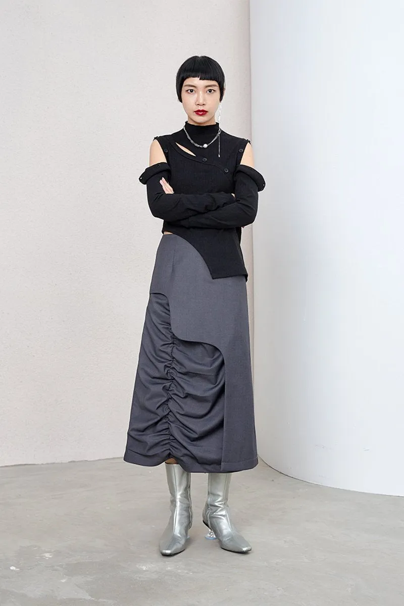 Tennen High Waist Irregular Skirt