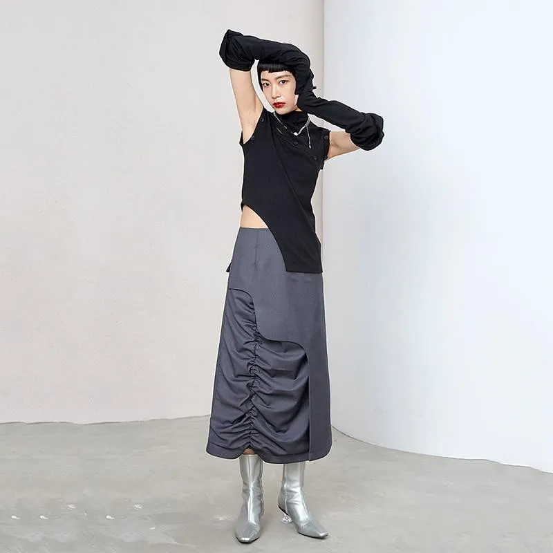 Tennen High Waist Irregular Skirt