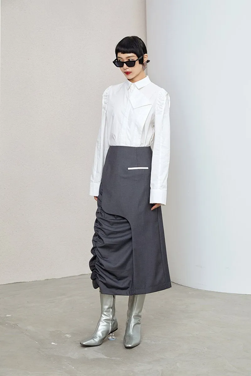 Tennen High Waist Irregular Skirt