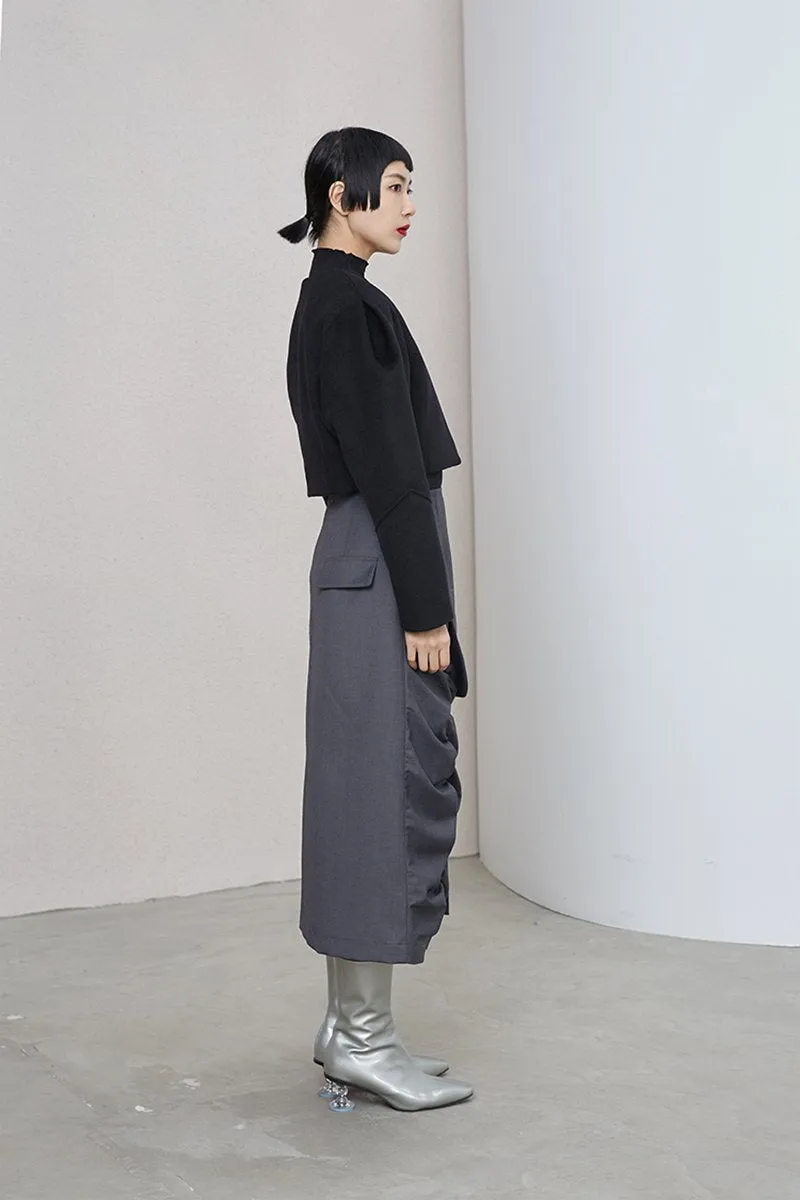 Tennen High Waist Irregular Skirt