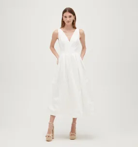 The Jacqueline Dress - White Cotton Sateen