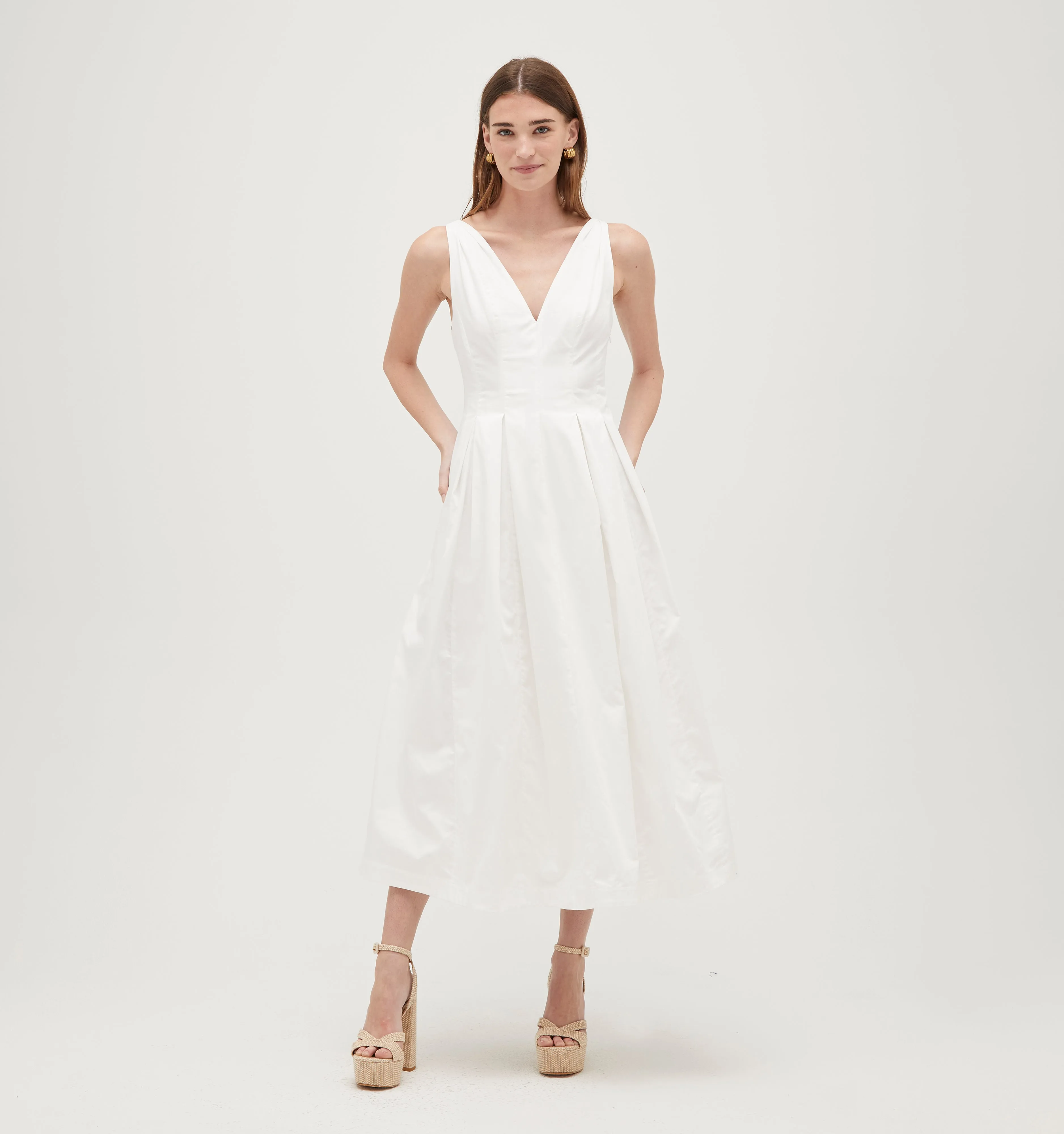 The Jacqueline Dress - White Cotton Sateen