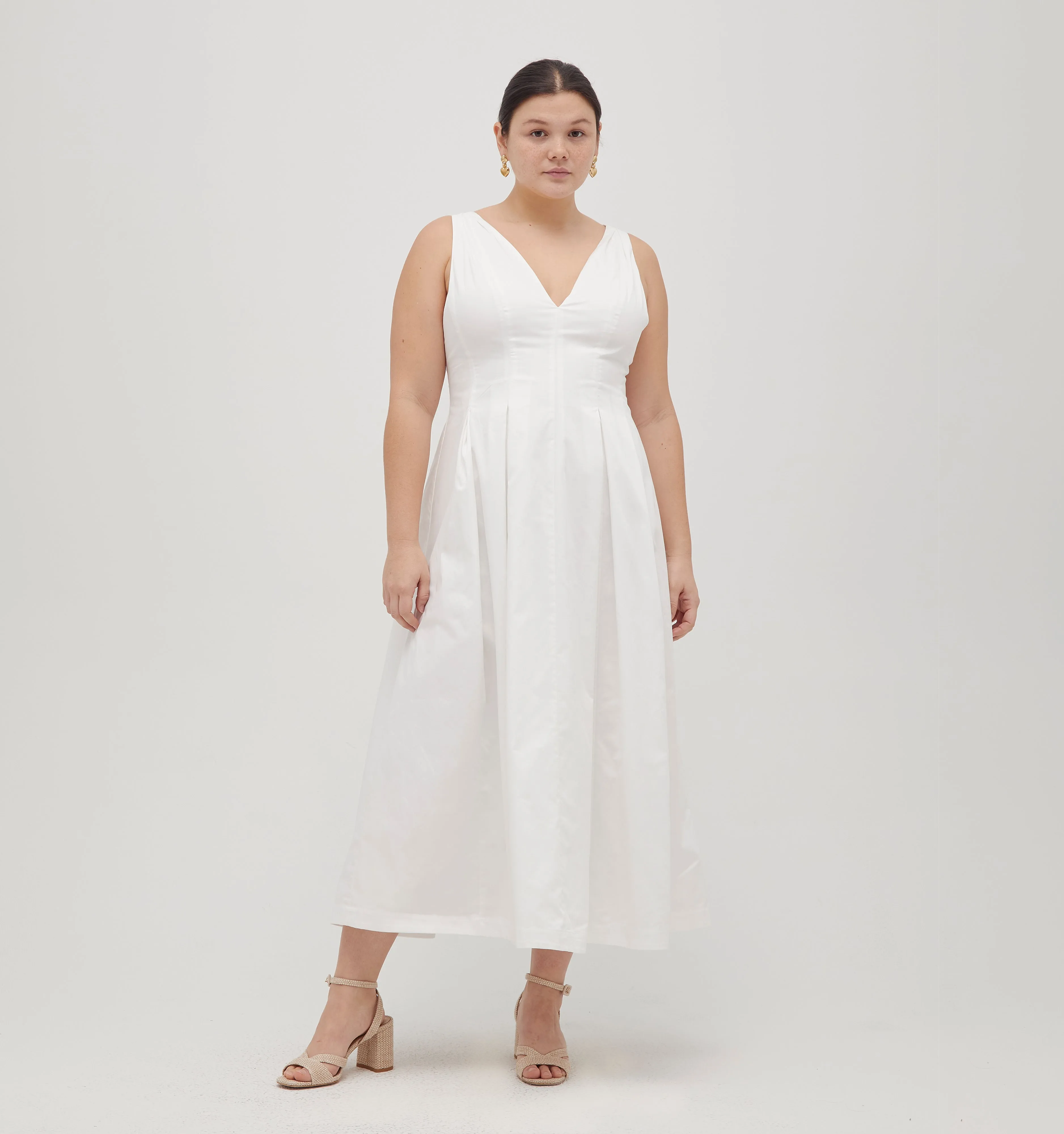 The Jacqueline Dress - White Cotton Sateen