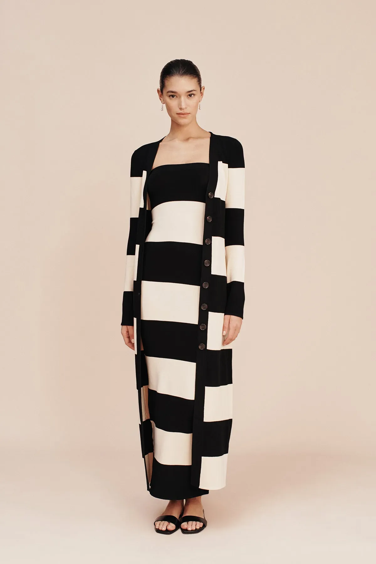 THEO STRAPLESS DRESS - BLACK STRIPE