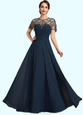 Viola A-Line Scoop Neck Floor-Length Chiffon Mother of the Bride Dress With Ruffle Beading Sequins STK126P0014711