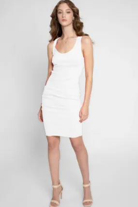 White Stretch Scoop Neck Lauren Dress